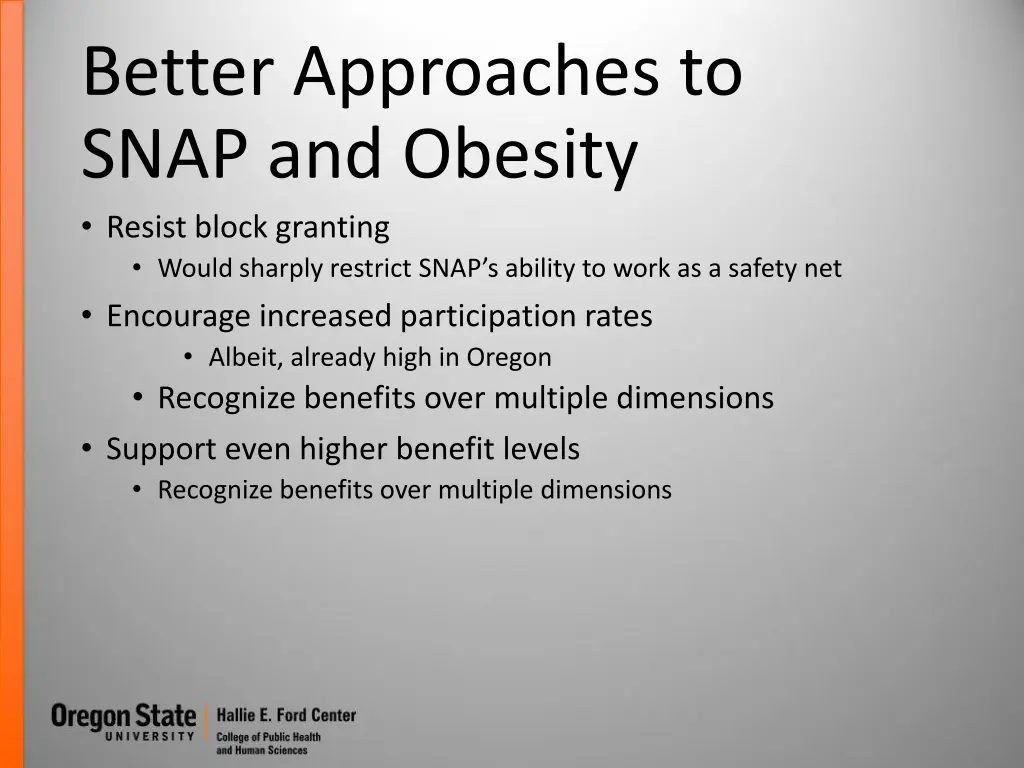 better approaches to snap and obesity resist