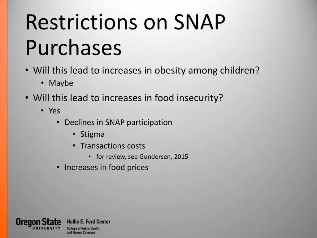 restrictions on snap purchases will this lead