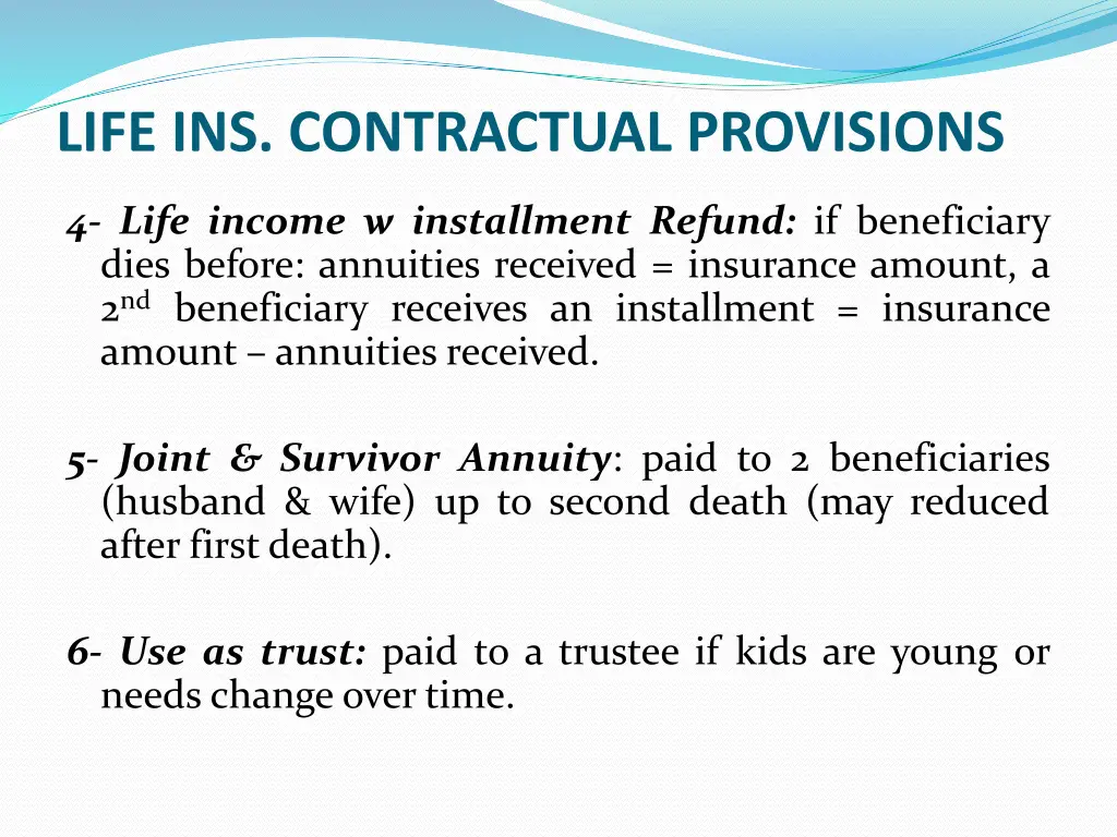 life ins contractual provisions 10