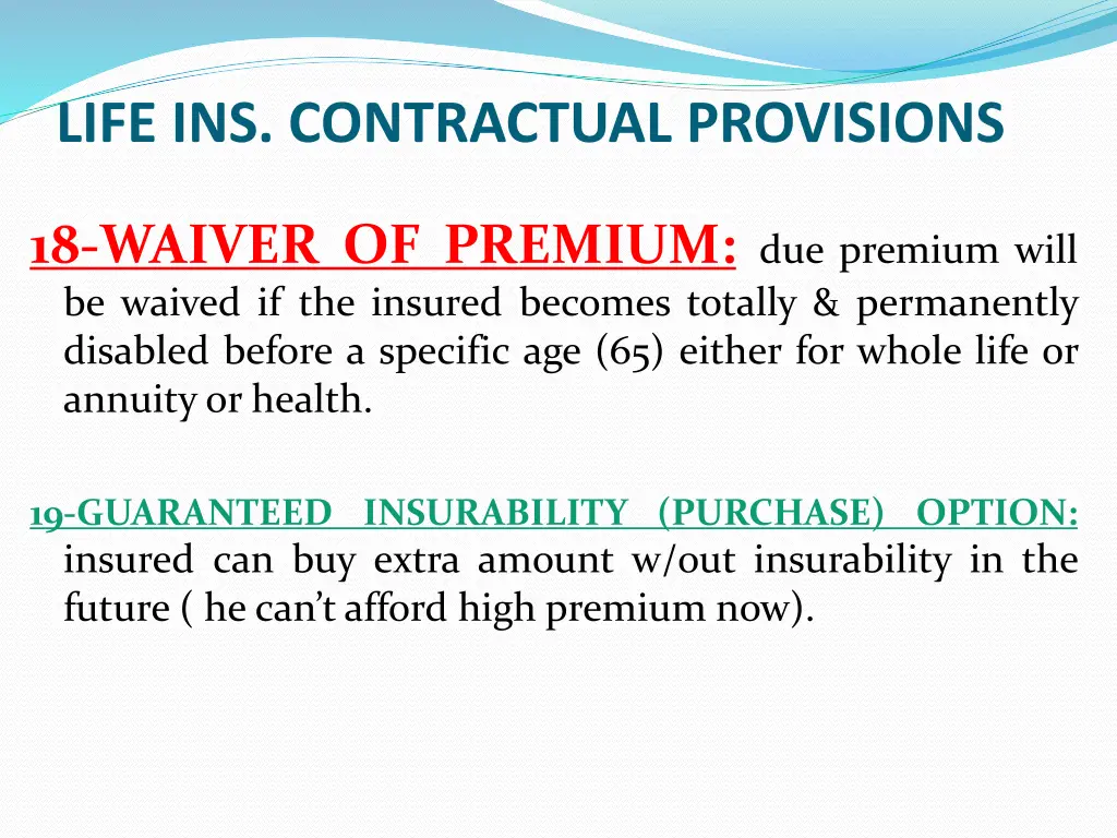 life ins contractual provisions 11