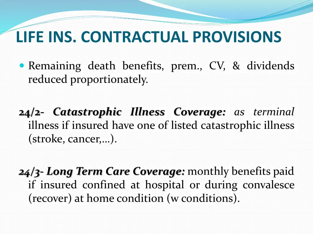 life ins contractual provisions 14