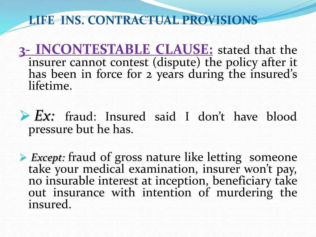 life ins contractual provisions 2