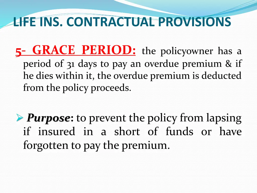 life ins contractual provisions 4