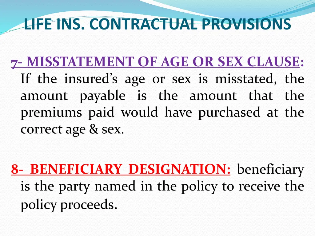 life ins contractual provisions 5