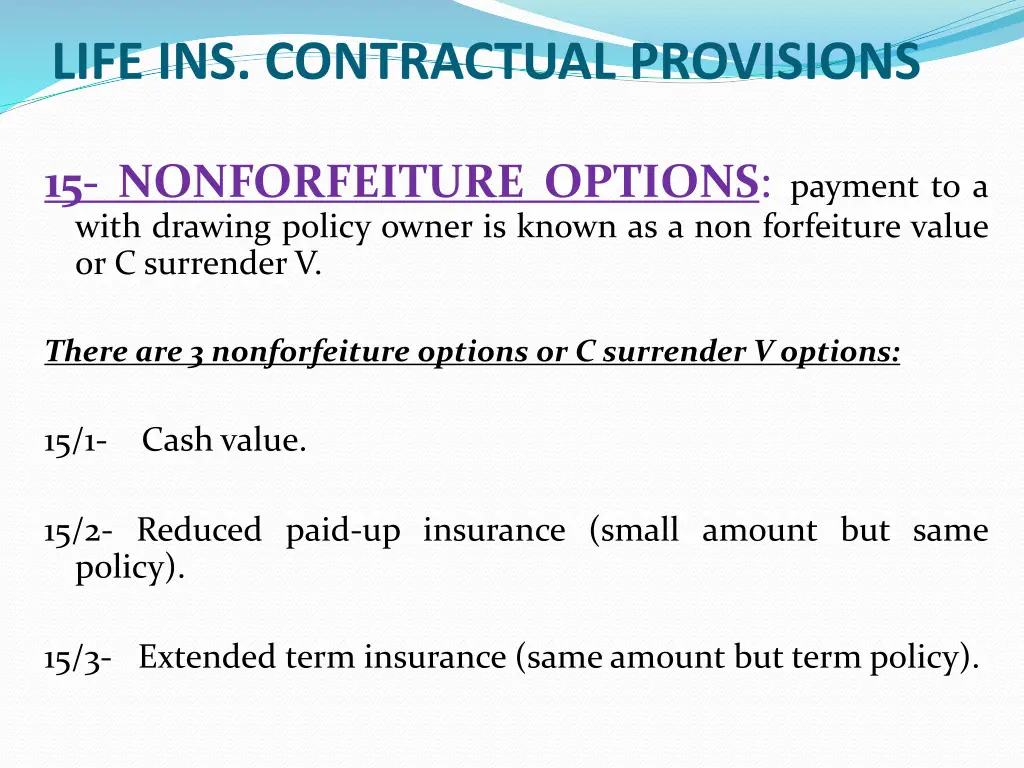 life ins contractual provisions 8