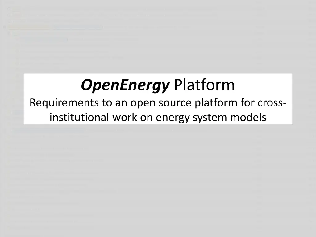 openenergy platform requirements to an open