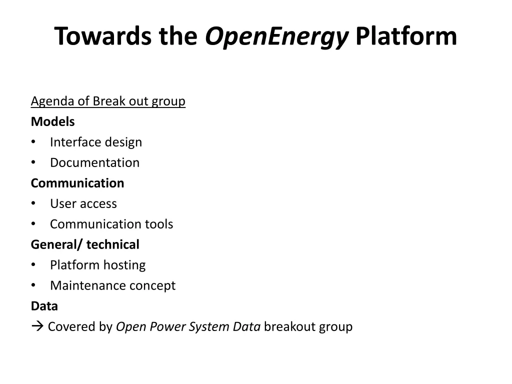 towards the openenergy platform 1