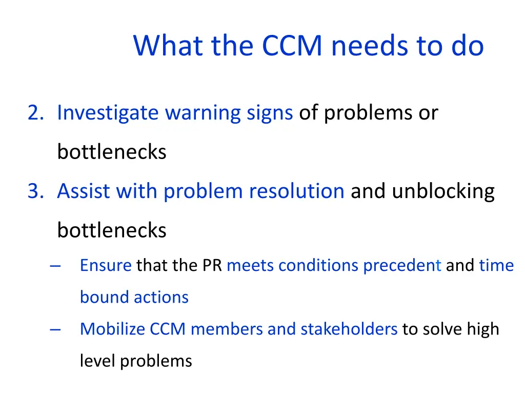 what the ccm needs to do 1