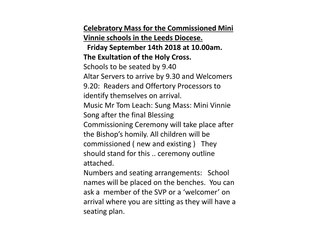 celebratory mass for the commissioned mini vinnie