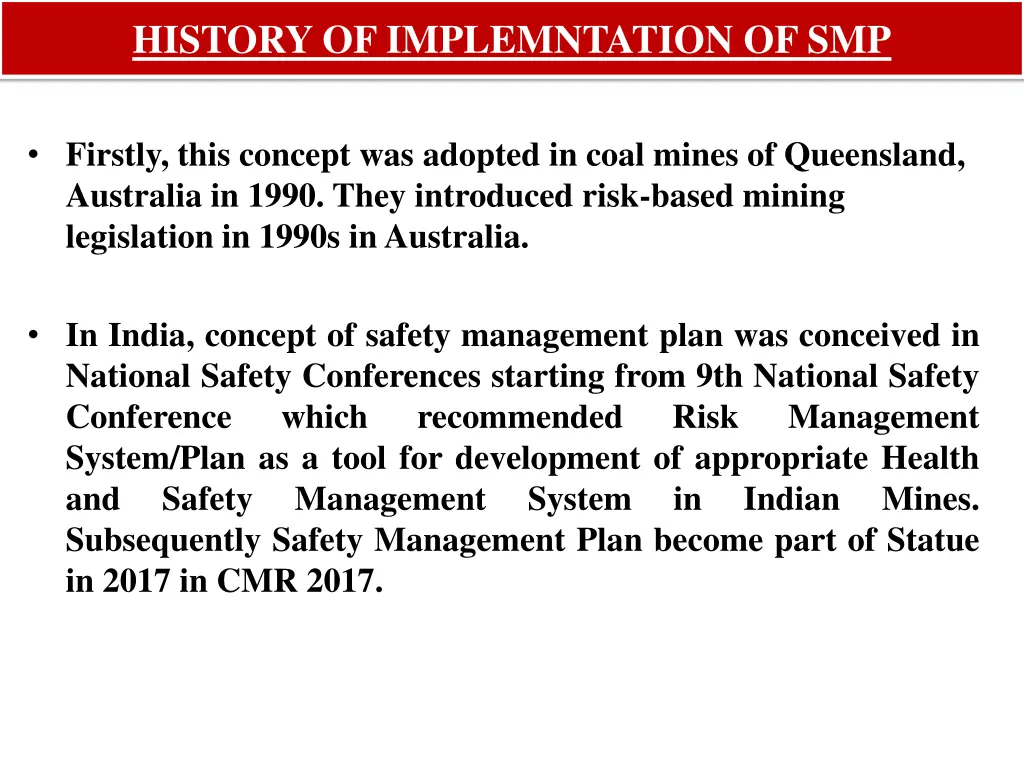 history of implemntation of smp