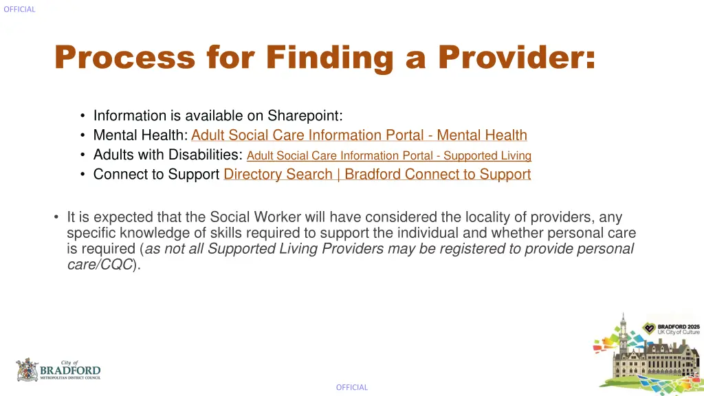 process for finding a provider