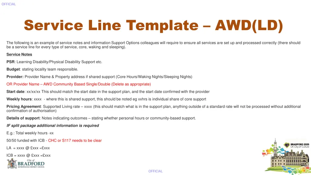 service line template awd ld