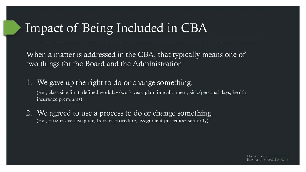 impact of being included in cba