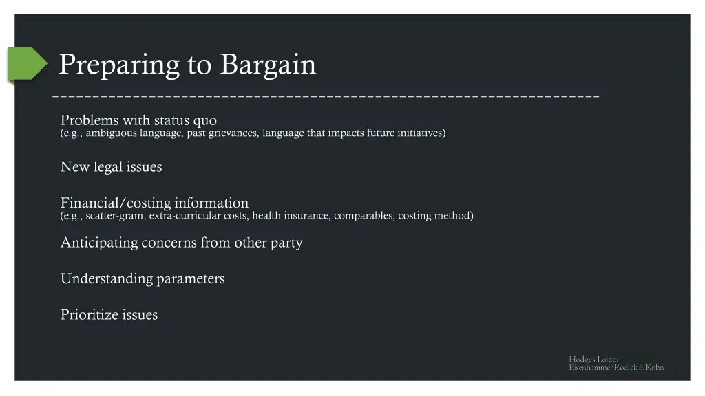 preparing to bargain