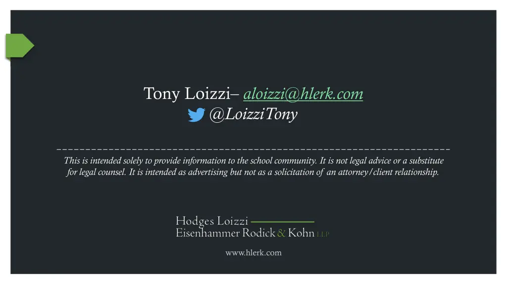 tony loizzi aloizzi@hlerk com @loizzitony