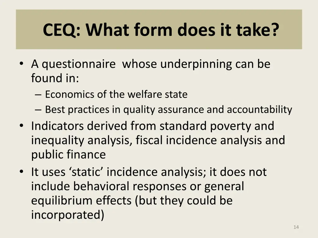 ceq what form does it take