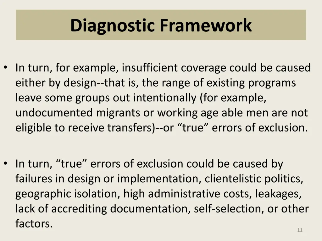 diagnostic framework