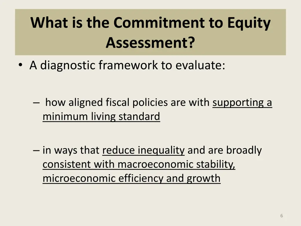 what is the commitment to equity assessment