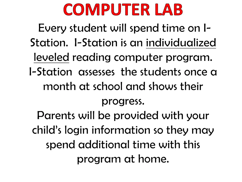 computer lab every student will spend time