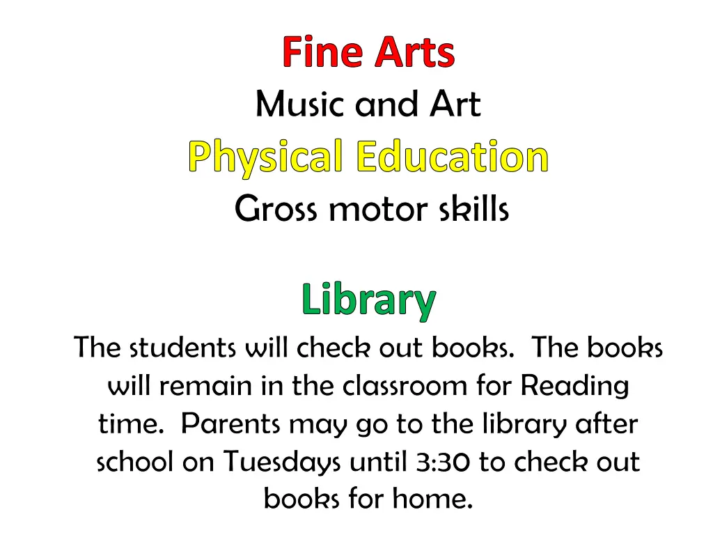 fine arts music and art physical education gross
