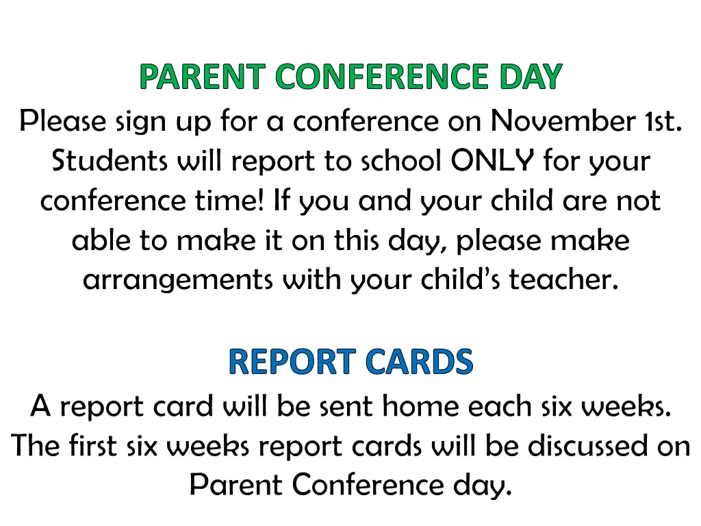 parent conference day please sign