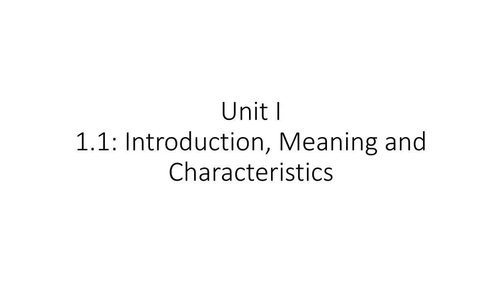 unit i