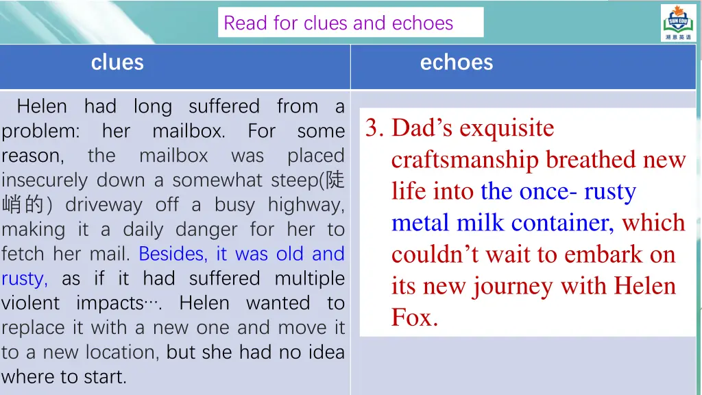 read for clues and echoes 2