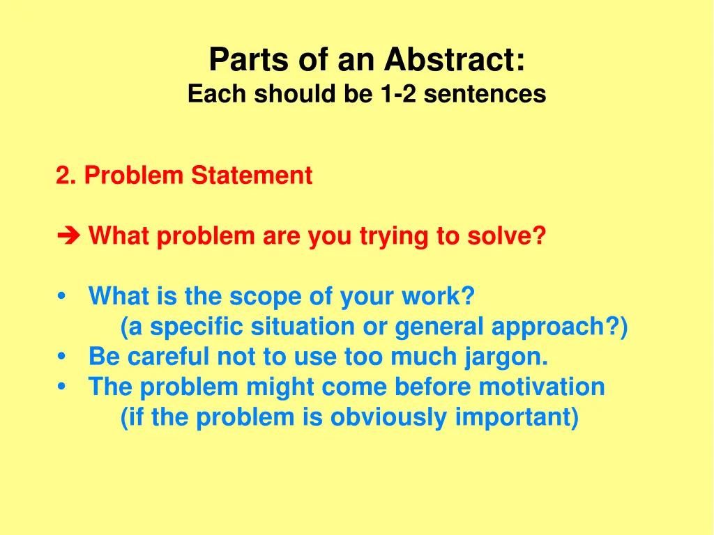 parts of an abstract each should be 1 2 sentences 1