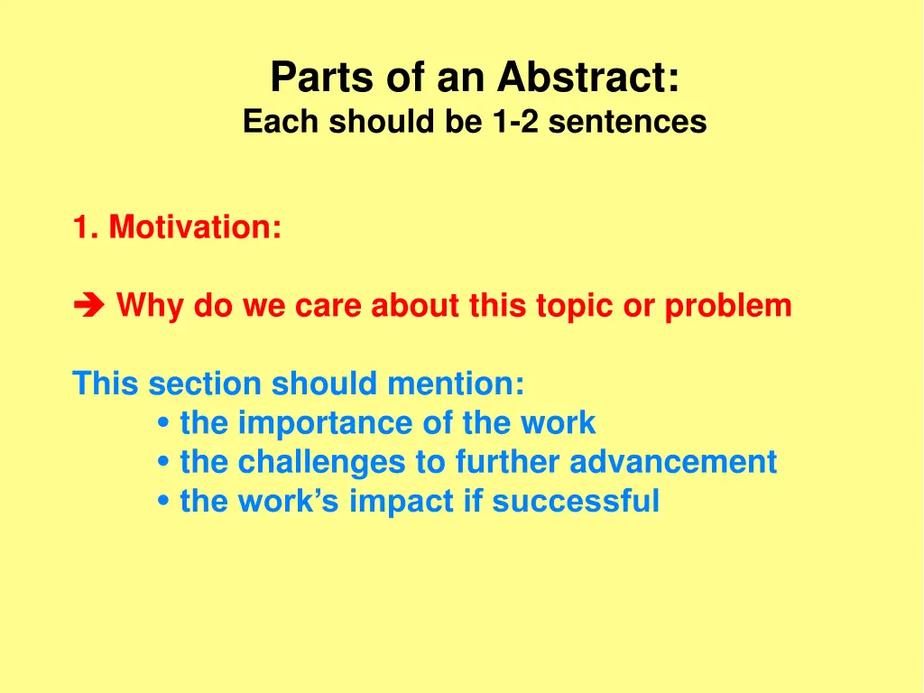 parts of an abstract each should be 1 2 sentences