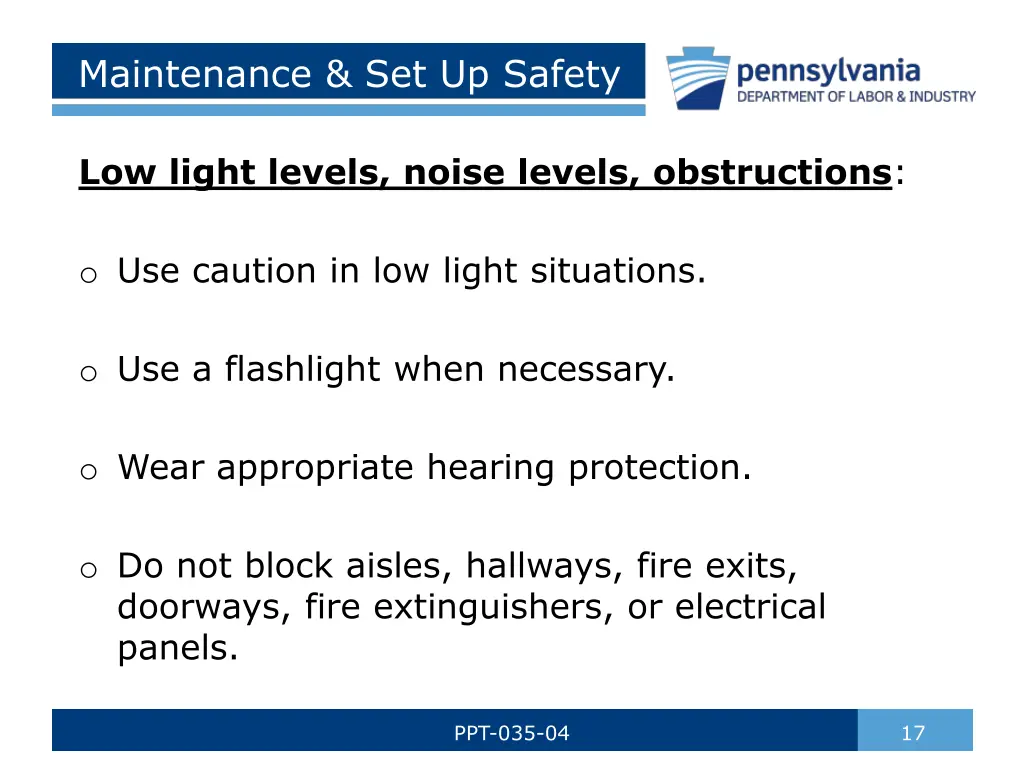 maintenance set up safety 2