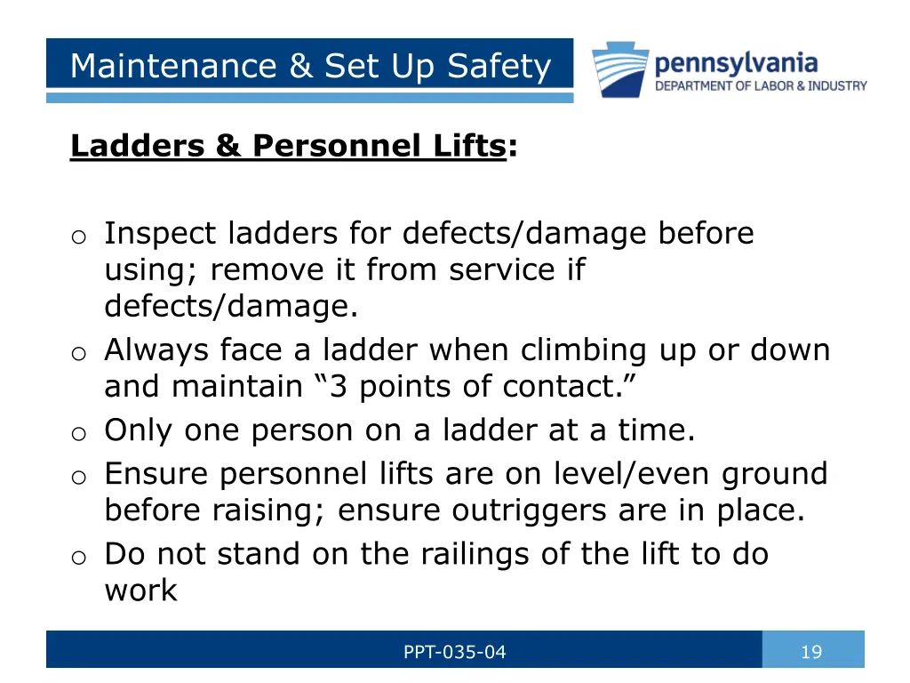 maintenance set up safety 3