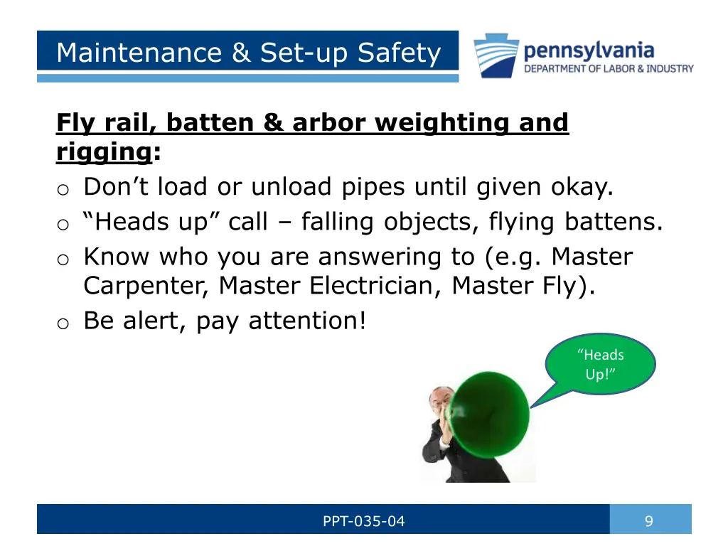 maintenance set up safety