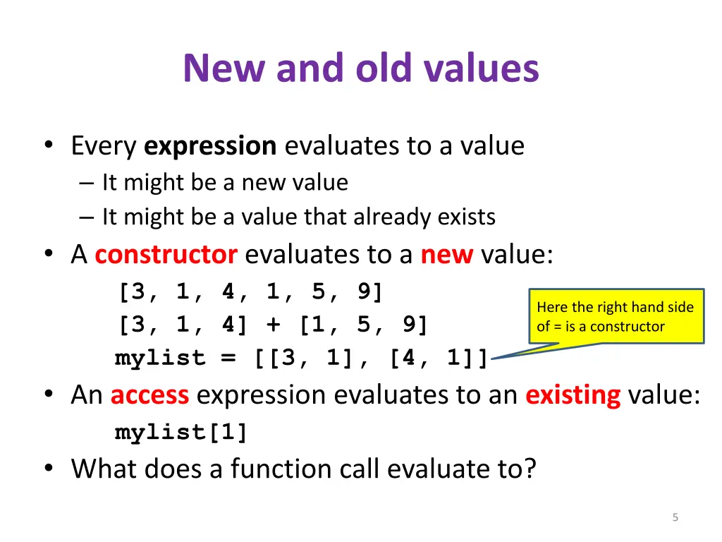 new and old values