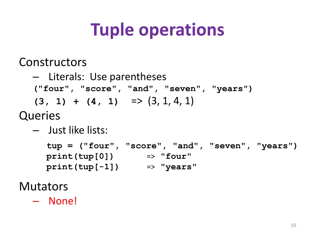 tuple operations