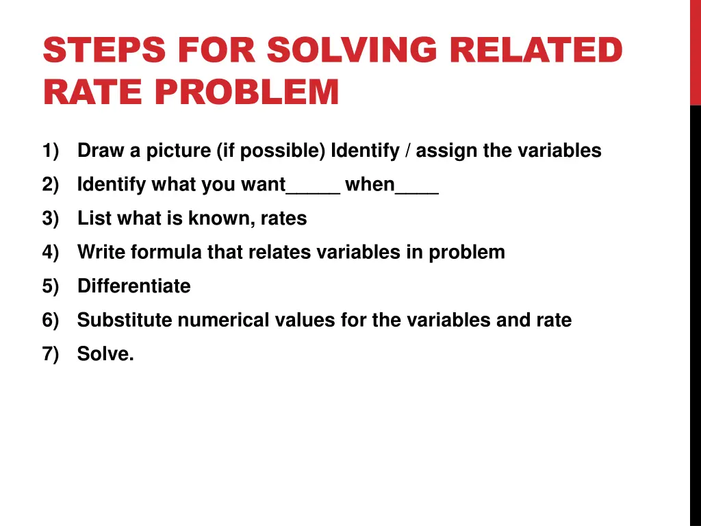 steps for solving related rate problem