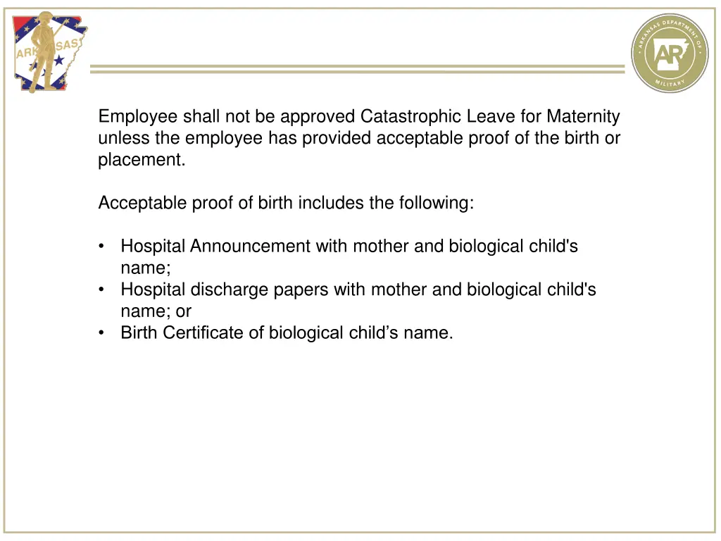 employee shall not be approved catastrophic leave
