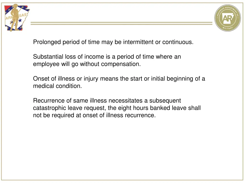 prolonged period of time may be intermittent