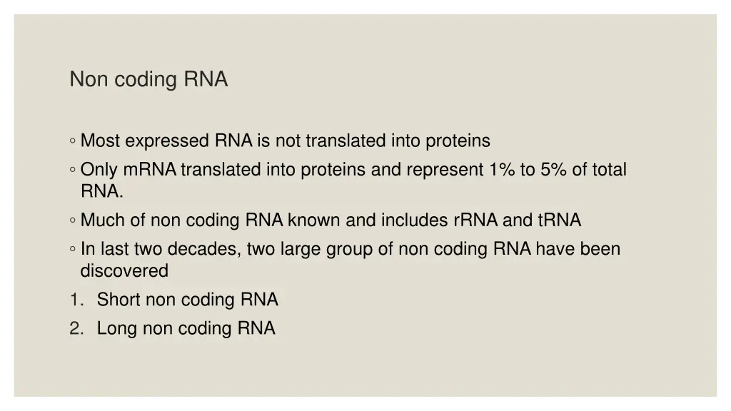 non coding rna