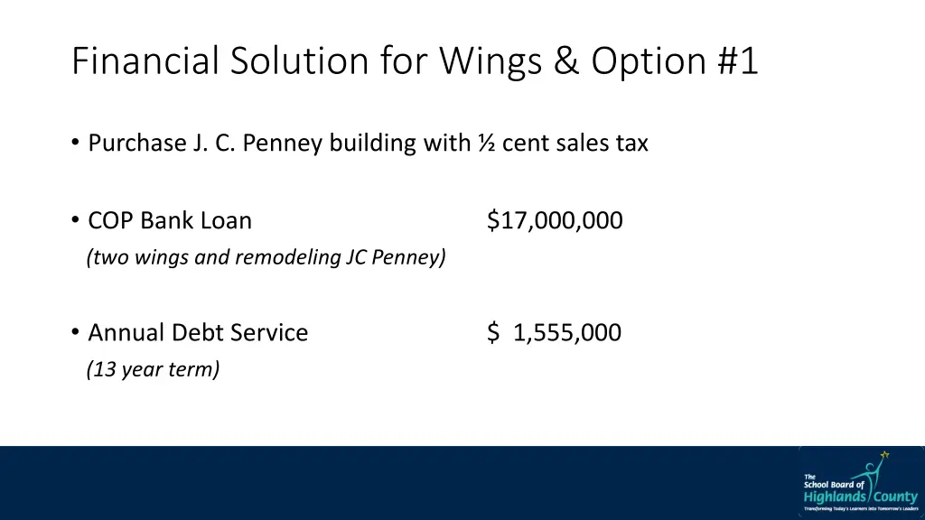 financial solution for wings option 1