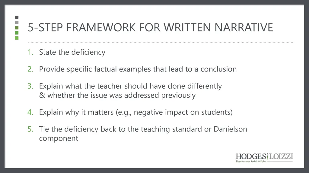 5 step framework for written narrative