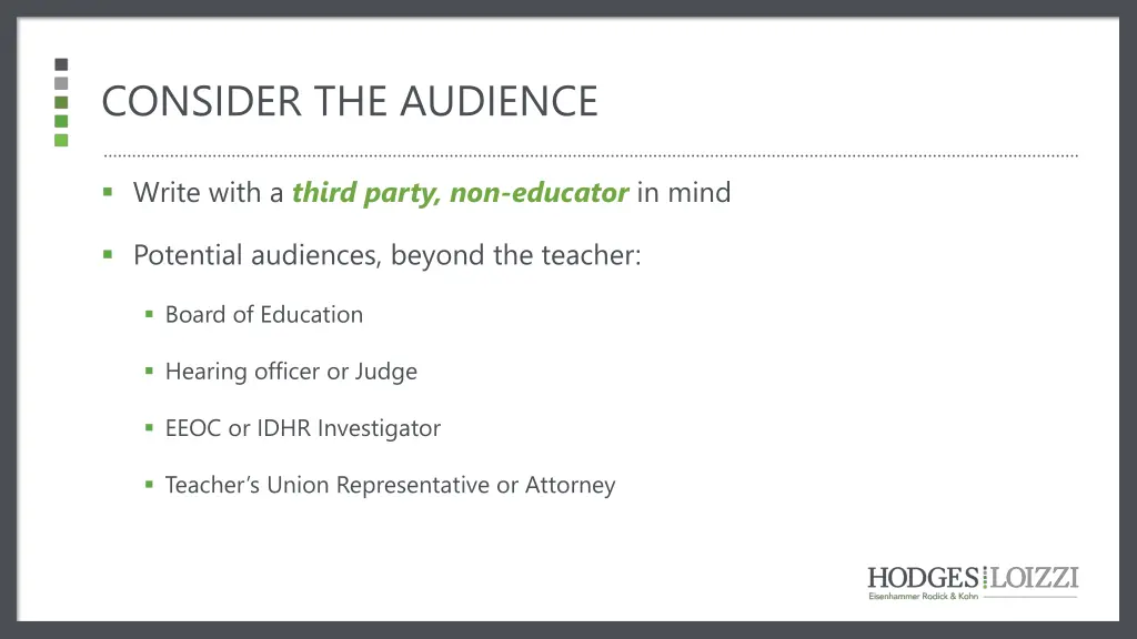consider the audience
