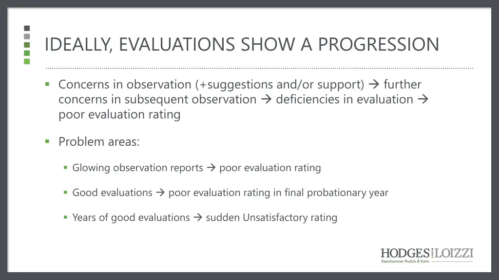 ideally evaluations show a progression
