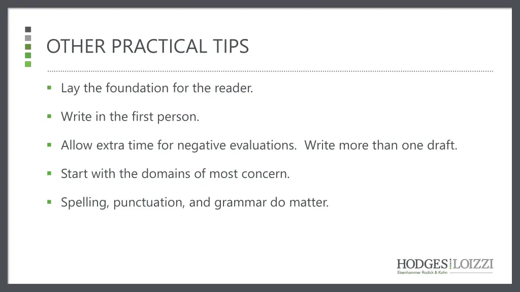 other practical tips