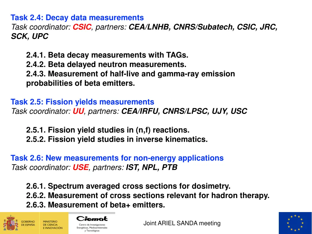 task 2 4 decay data measurements task coordinator