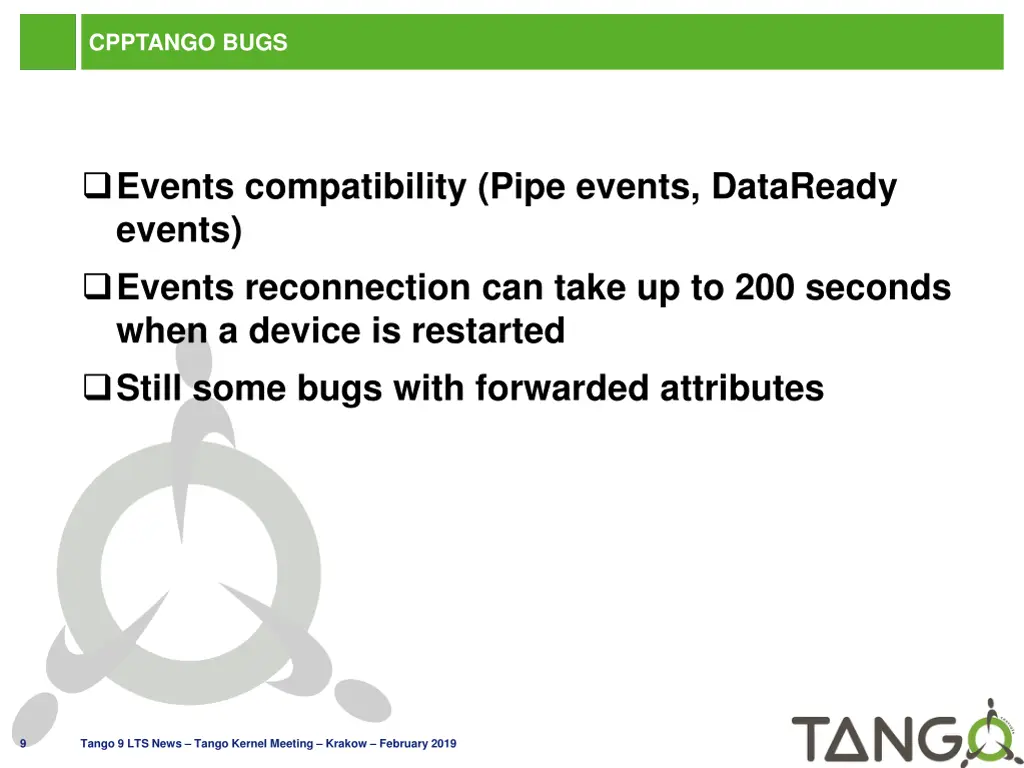 cpptango bugs