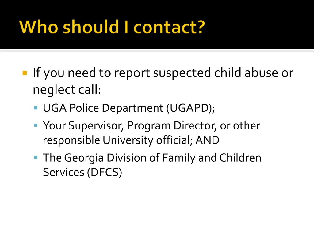 if you need to report suspected child abuse