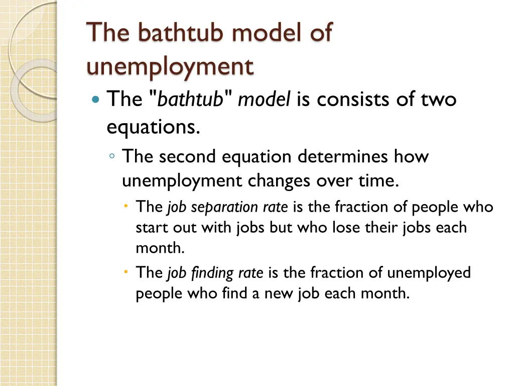 the bathtub model of unemployment the bathtub