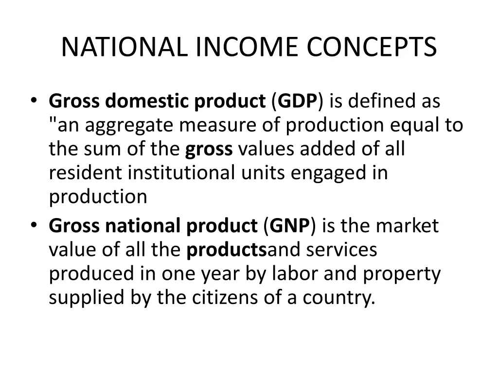 national income concepts