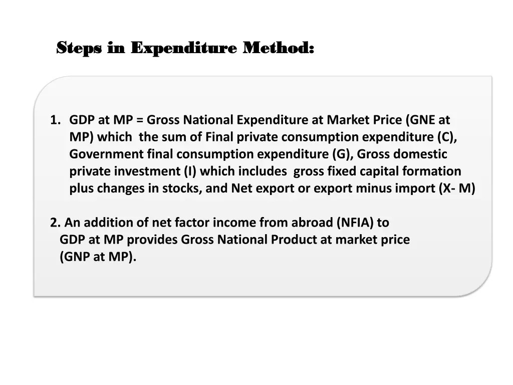 steps in expenditure method steps in expenditure