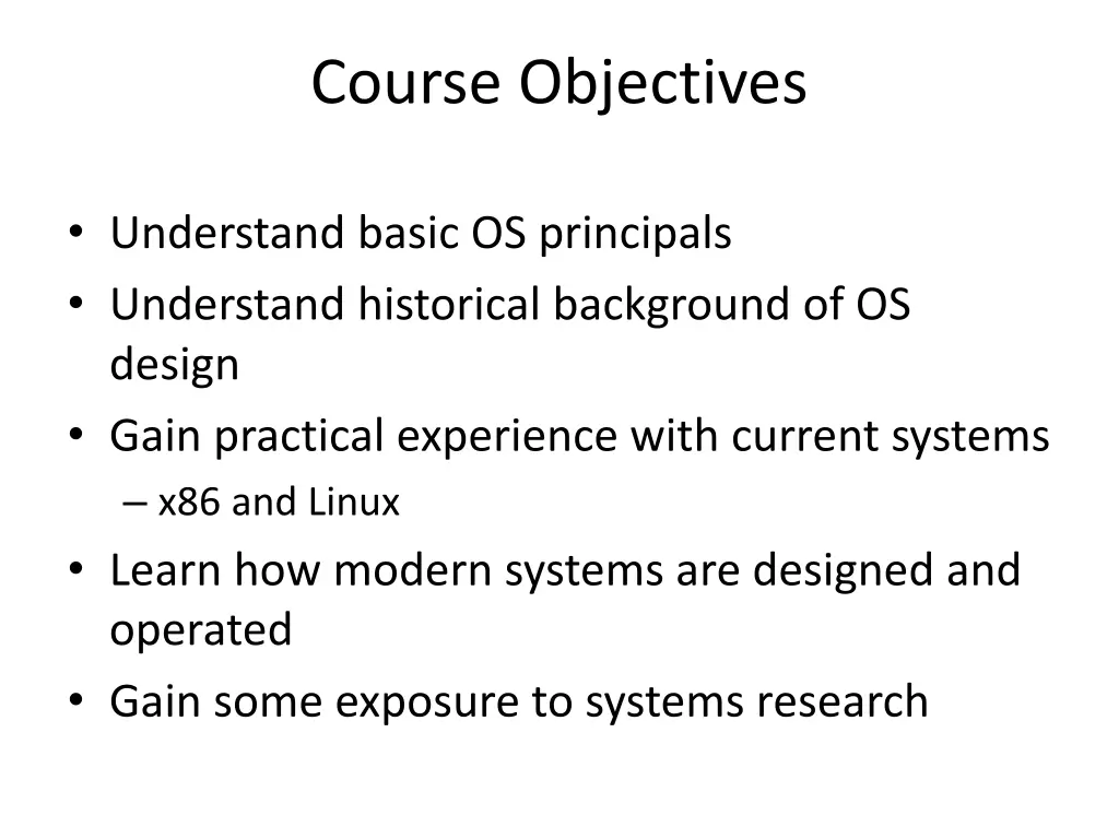 course objectives